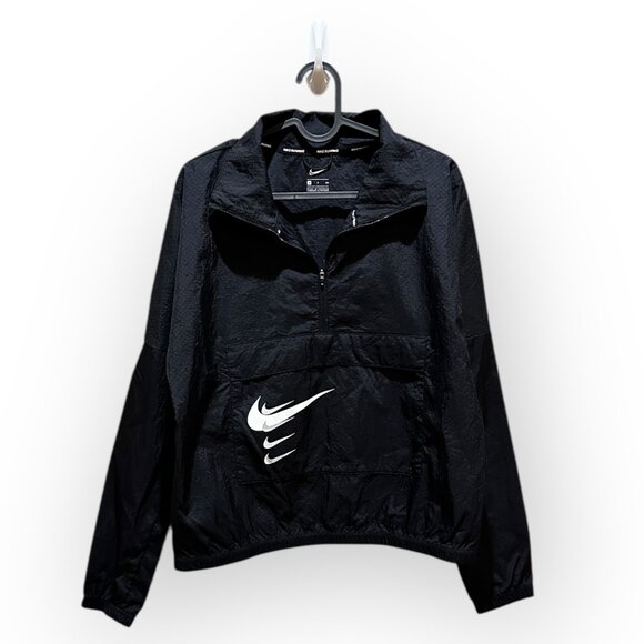 Nike Swoosh Run Half-Zip Womens Jacket Black/White - Picture 1 of 4